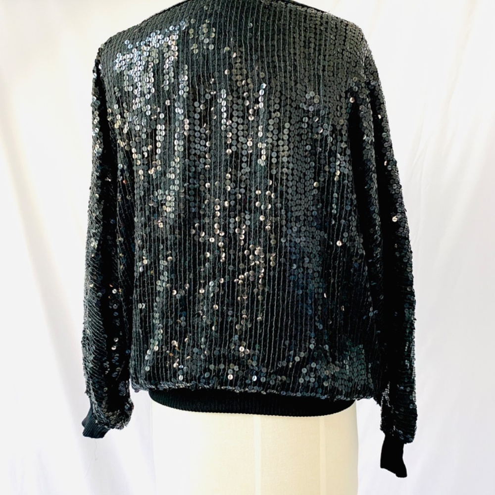 Vintage‎ 80's Silk, Sequin and Rhinestone Creative Creations Disco Glam Blouse - Picture 6 of 14